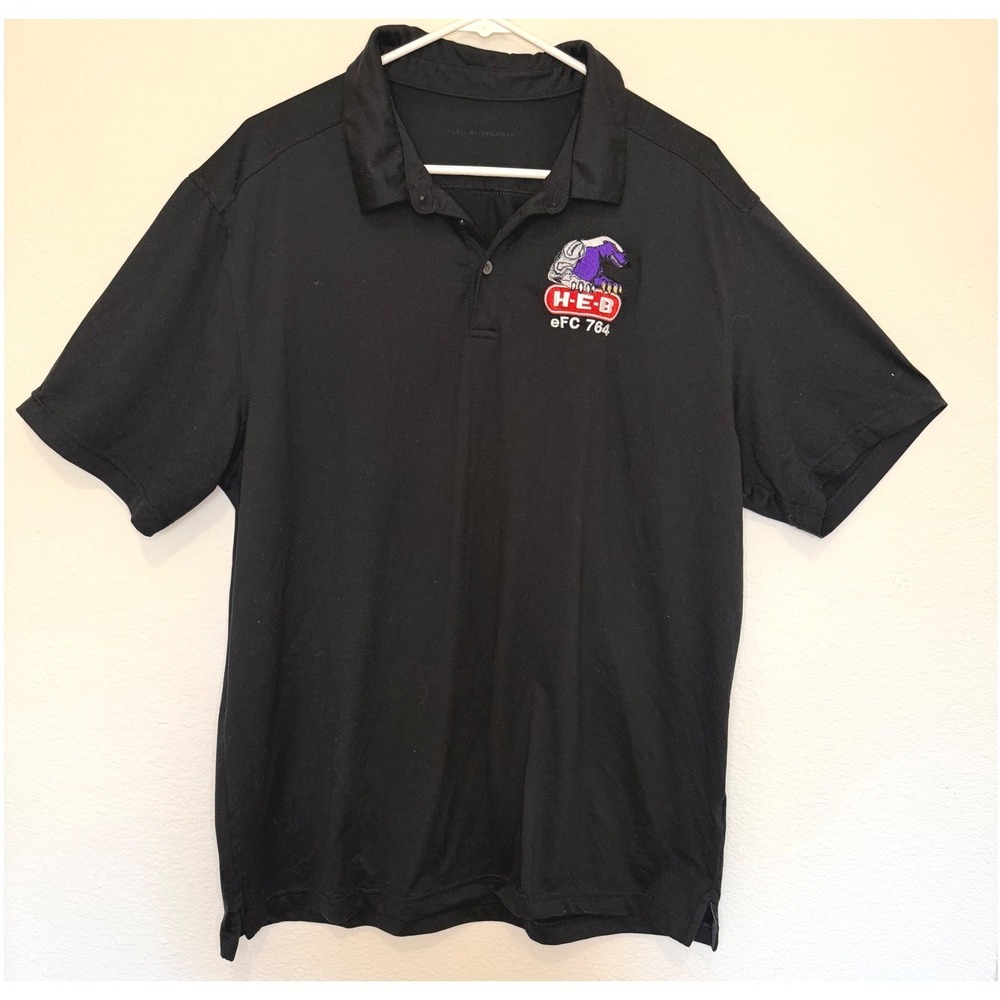 H-E-B Polo Shirt Large Black Texas Grocery Employee Work Wear